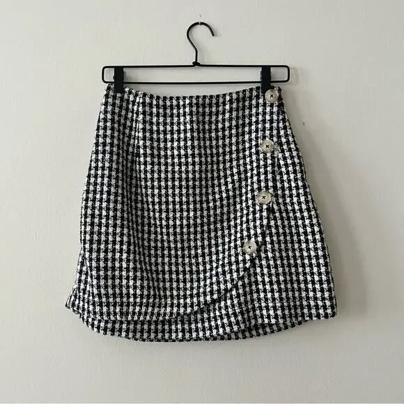 Maeve By Anthropologie Townsend Knit Tweed Houndstooth Skirt - Picture 3 of 8